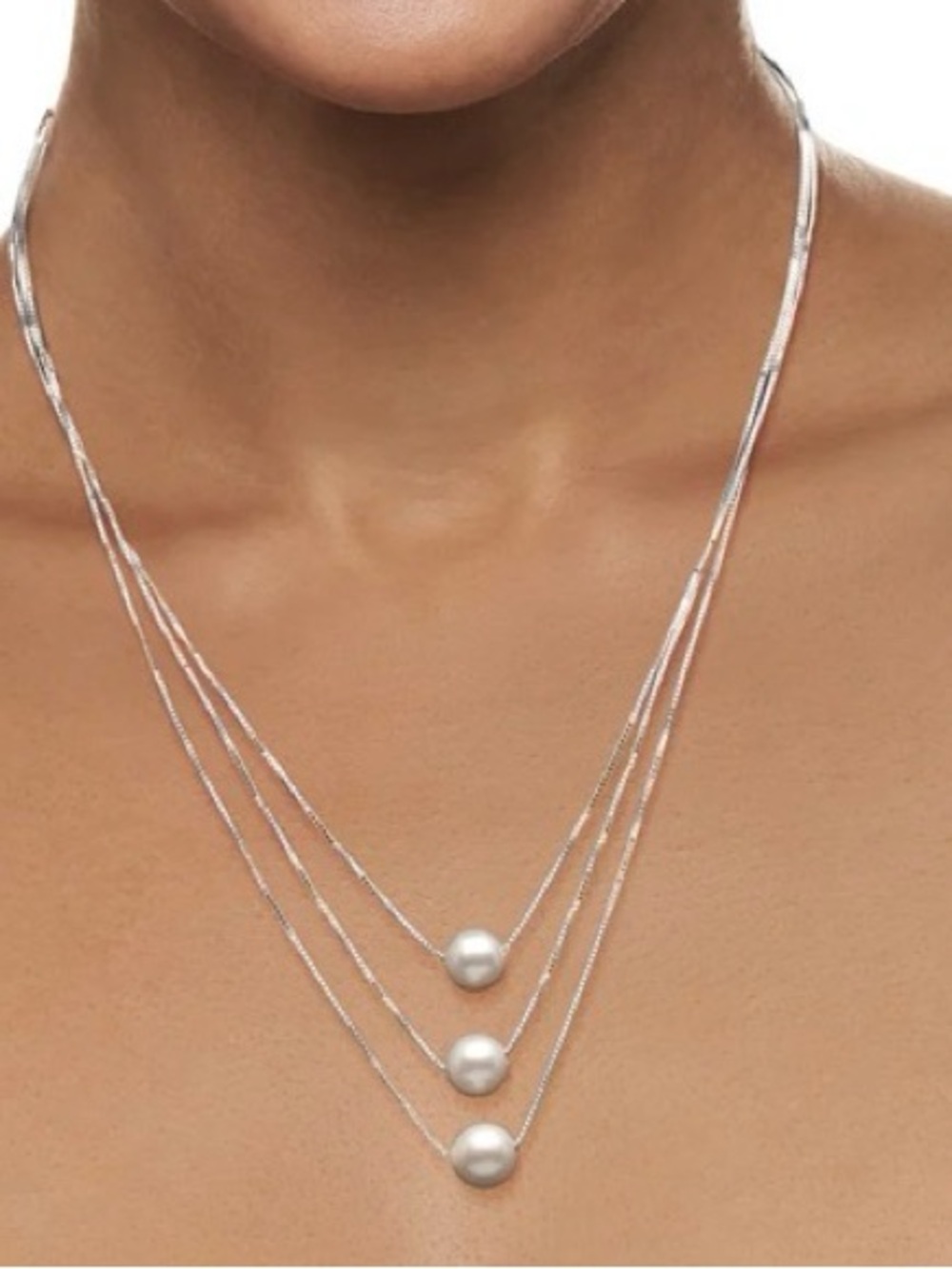 Ross Simons 9-9.5mm Cultured Pearl Three-Strand Layered Necklace in Sterling 925